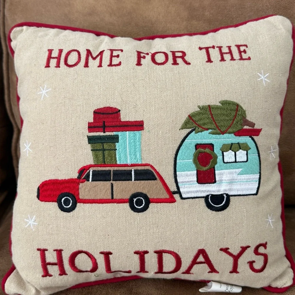 NEW Christmas Throw Pillow Home for the Holidays RV Camper Decor 10”